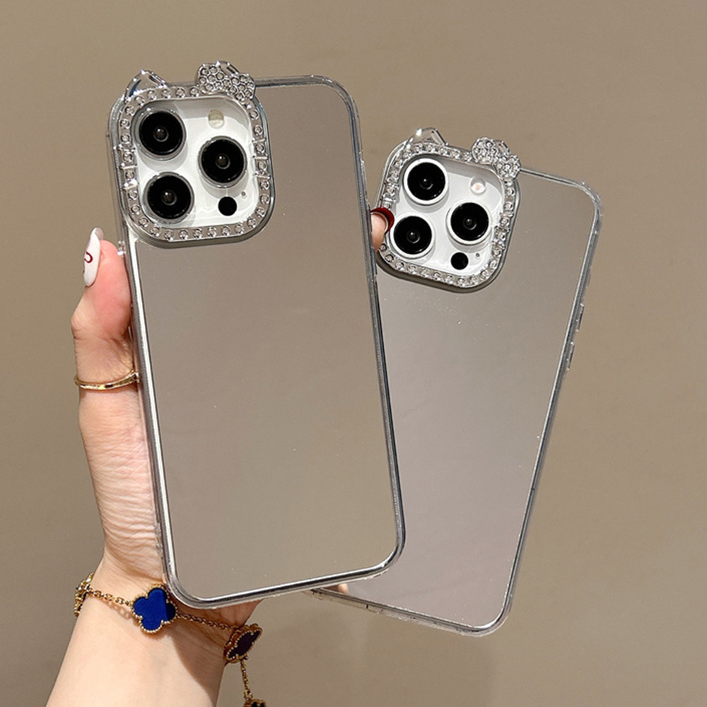 Ốp Điện Thoại Tai Cat Gương Cho iPhone 17ProMax 16Plus 15 14 13 12 Vỏ Bảo Vệ Chống Sốc