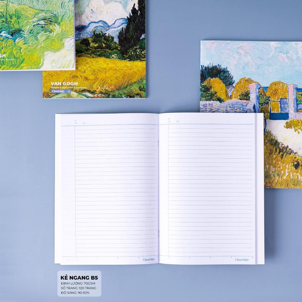 Combo 4/8 Vở Kẻ Ngang Van Gogh 70GSM ClassMate Vở 80 Trang Vở 120 Trang Vở Học Sinh Cấp2 Kẻ Ngang Dùng Ghi -AT