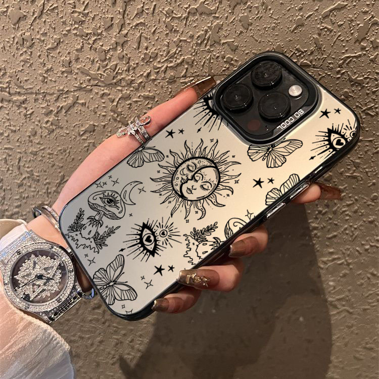 Dành Cho iPhone 11 16 15 Pro 17 Max 16e 14 11 12 13 15 Pro XR XS Max X 7 8 Plus SE2022 Phác Thảo Graffiti Mắt Mặt Trời IMD Matte Cứng Chống Sốc