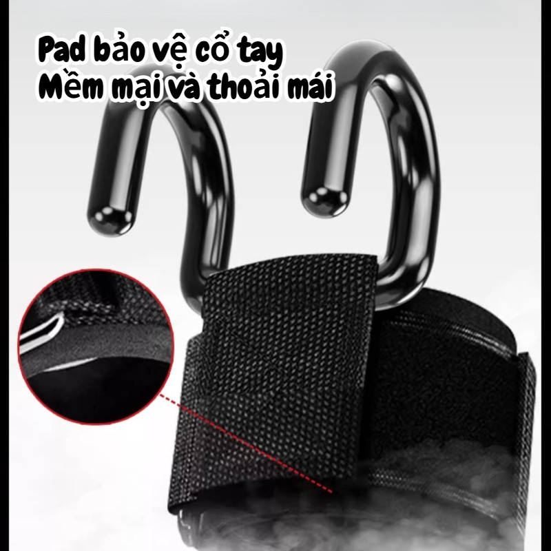 Cổ tay hỗ trợ móc hỗ trợ tập thể dục, thiết kế chống trượt+siêu chịu lực kéo lên/kéo cứng/nâng tạ vv