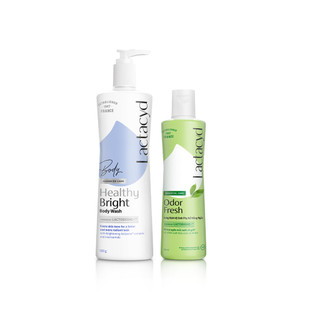 Bộ 1 Sữa tắm Lactacyd Healthy Bright làm đều màu da + 1 DDVS phụ nữ Lactacyd Odor Fresh 250ml