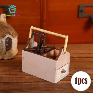 Gamchiano Nhà Búp Bê Hộp Dụng Cụ Nhà Búp Bê Trang Trí Trẻ Em Bằng Gỗ Mô Phỏng DIY Giả Vờ Chơi Đồ Chơi Đồ Trang Trí Mini Phụ Kiện Nhà Búp Bê