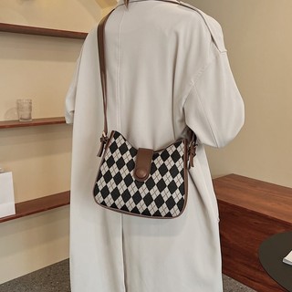 Túi xách nữ đeo vai dây kéo thời trang Checkerboard