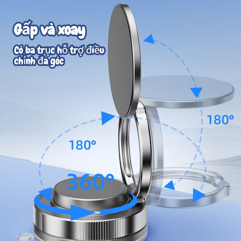 Giá Đỡ Điện Thoại Ô Tô Từ Tính 360° - Đế Hút Chân Không Chắc Chắn, Điều Chỉnh Linh Hoạt, Chống Rung Hiệu Quả