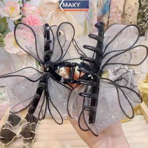 Onetimingcool Phong Cách Hàn Quốc Lưới Nơ Kim Cương Giả Vuốt Tóc Vintage Thanh Lịch Kẹp Tóc Kẹp Tóc Cho Nữ Thời Trang Phụ Kiện Tóc VN