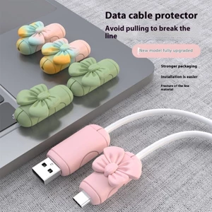 WU 2 Cặp Bảo Vệ Cáp Sạc Silicon Với Thiết Kế Nơ Thời Trang Phụ Kiện Điện Thoại Dây Bảo Vệ Cuối Dây Cho Dây