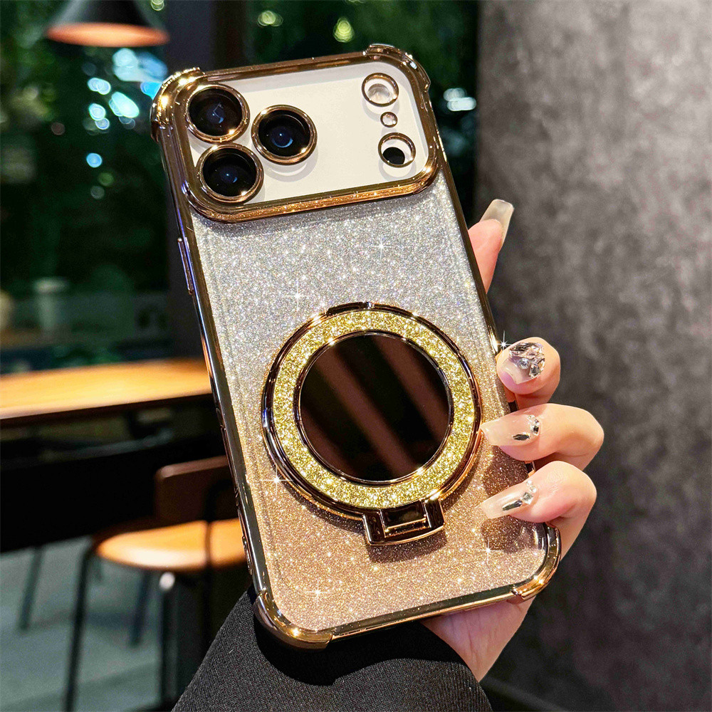 Ốp điện thoại đứng gương cho IPhone 17 Pro Max Air 11 12 13 14 15 16 Pro Max 16 plus Vỏ có Camera Bảo vệ toàn diện Vỏ chống sốc Vỏ cứng Vỏ bảo vệ điện thoại