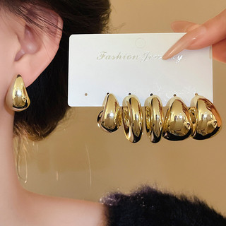 Bông Tai Hình Giọt Nước Kim Thép - Bộ 6 Món Phong Cách Châu Âu, Thiết Kế Đơn Giản