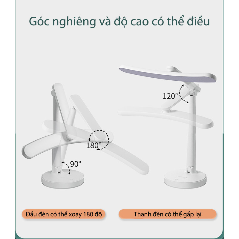 Đèn học 3 chế độ sáng chống cận, bật tắt cảm ứng pin sạc 4000mAh bảo, bảo Vệ Mắt Bé