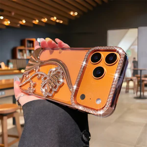 Ốp Điện Thoại Sen Kim Cương Lấp Lánh Sang Trọng Cho iPhone 17 Pro Max Air 16 12 13 14 15 Pro Max 16 plus Ống Kính Bảo Vệ Camera Vỏ Chống Sốc Vỏ Mềm TPU Vỏ Bảo Vệ Điện Thoại
