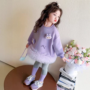 ​Bộ đồ váy ren bé gái Phong cách mùa xuân thu Ba chiều Trang trí Bộ đồ hai mảnh Kích thước 90-140​ ZOAZ