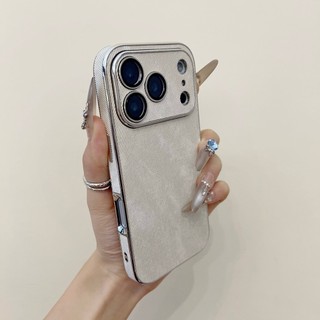 Mạ Ống Kính Bảo Vệ Màu Cam Xám Denim Vải Ốp Lưng Điện Thoại iPhone 17Promax 16Promax 13 14 15 Pro Max 16Plus Chống Sốc Nam Nữ Vỏ Di Động
