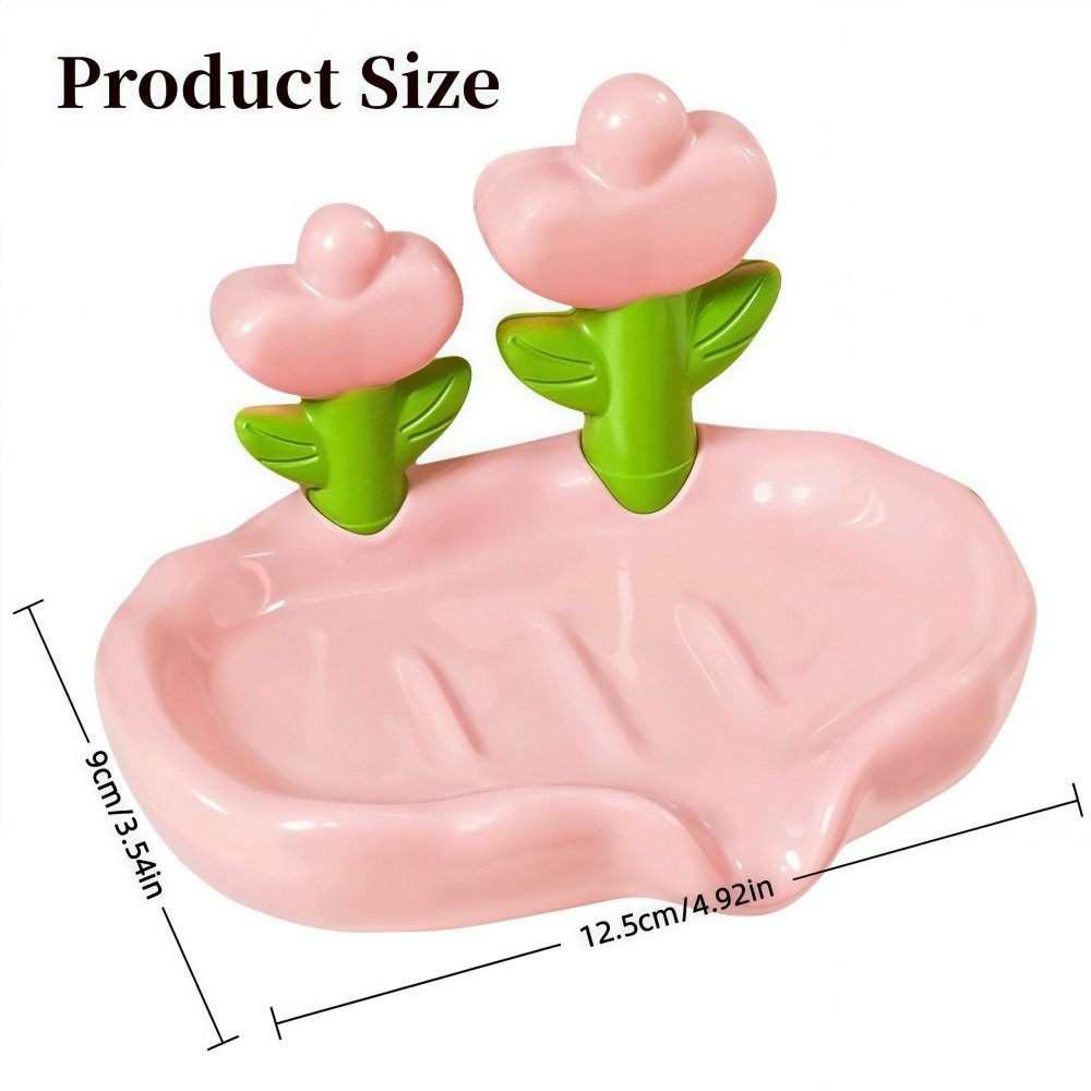 Đĩa xà phòng thoát nước YRBWDYZDH, Thiết kế hoa Tulip với khay đựng xà phòng máng thoát nước, chống trượt Không cần khoan Giá đựng xà phòng màu trơn Trang trí phòng tắm tại nhà