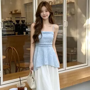 Áo yếm nữ eo hẹp kiểu Pháp mùa hè phong cách mới ren Hàn Quốc ngọt ngào hơn