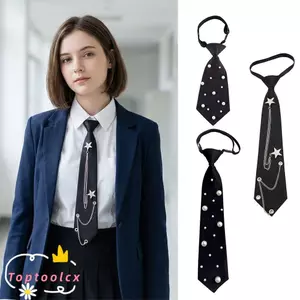 Dây buộc cổ Punk TOPTOOLCX, Dây buộc cổ JK có thể điều chỉnh cổ điển, Thời trang với chuỗi ngôi sao Dây đeo cổ buộc sẵn Thắt nơ thanh lịch cho áo sơ mi sành điệu