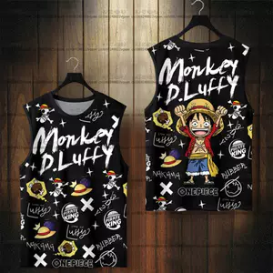 Áo ba lỗ in hình One Piece Luffy 3D dành cho nam nữ, áo thun thông thường mùa hè mềm mại thoáng khí