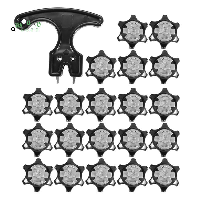 Dễ dàng thay thế Spikes Cleats Giày Golf Đen 20 + 1 Cái, Giày Golf Chống Trượt Đa Năng, Cờ Lê Spike Pin Giày Tẩy