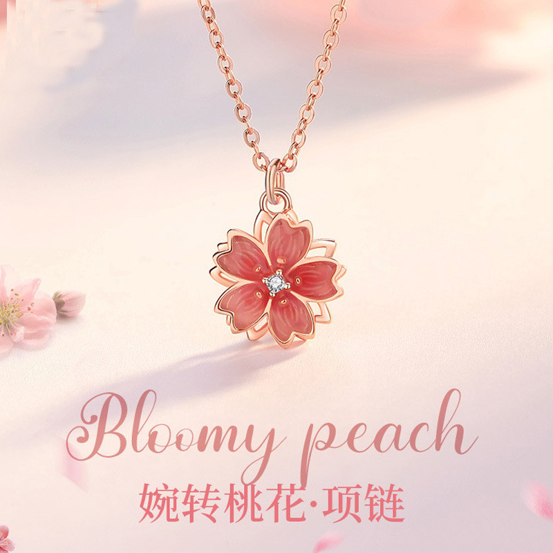 Vòng cổ pha lê hoa đào vàng hồng tinh tế