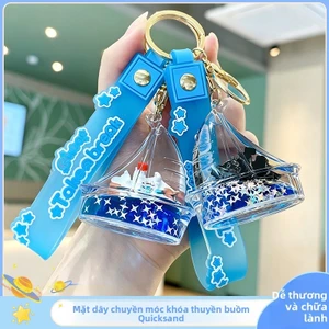 Xanh Bầu Trời Đầy Sao Lấp Lánh Sailing Hình Móc Khóa Trong Suốt Acrylic Mặt Dây Chuyền Hình Titanic Phụ Kiện