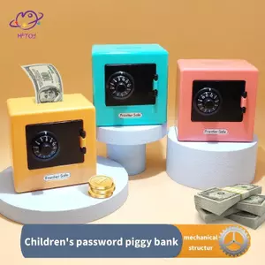 HFTOY Hộp đựng tiền ngân hàng Mini Retro Atm Xoay mật khẩu Tiền mặt Hộp tiết kiệm Hộp an toàn ngân hàng Tiền gửi tự động Quà tặng Giáng sinh ~