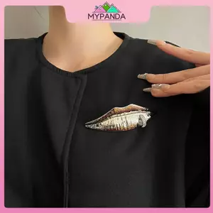 MYPANDA Trang sức thời trang Trâm cài hình môi dành cho nữ Quà tặng dự tiệc Phụ kiện phóng đại.