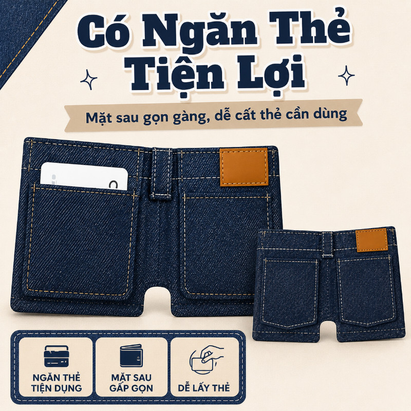 Ví Mini Quần Jean Short Độc Đáo - Phụ Kiện, Nhỏ Gọn Tiện Dụng, Quà Tinh Tế Cho Người Yêu Thích Phong Cách Riêng