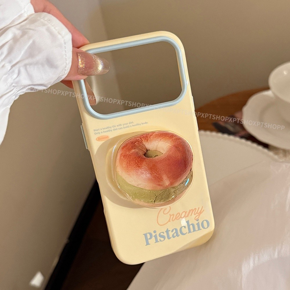 Ốp điện thoại giá đỡ bánh mì trái cây đầy màu sắc cho iPhone 17 Pro Max 16 15 14 13 Vỏ bảo vệ chống sốc