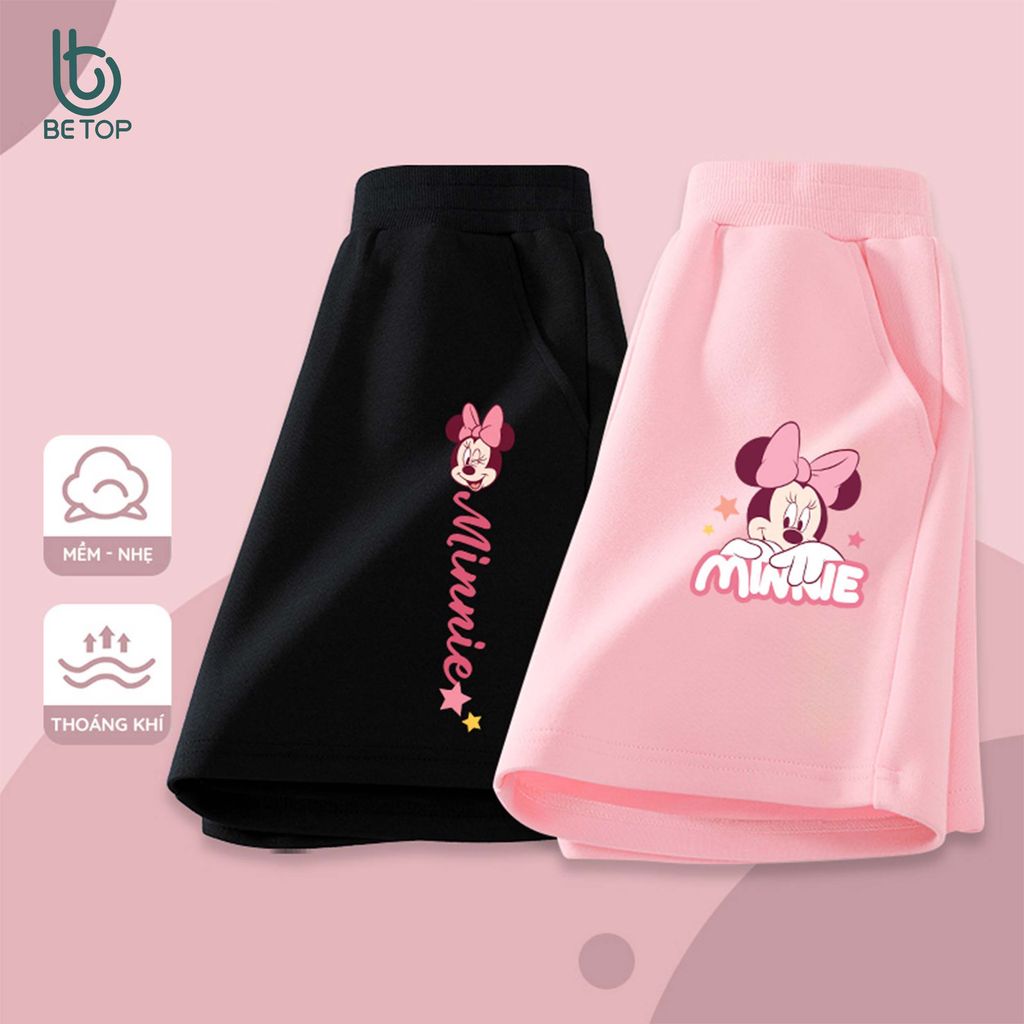 Quần Short Bé Gái Disney BETOP Mẫu Mới 2026, Quần Đùi Nỉ Da Cá Dáng Thể Thao Cực Xinh 12-45kg