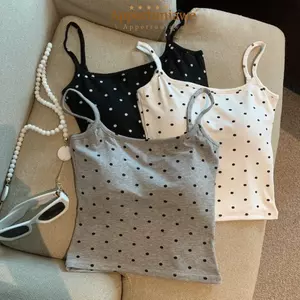 Áo ba lỗ nữ IAPPORTUNIA, Áo ba lỗ tích hợp áo ngực hình chữ U, Áo ba lỗ Slim Fit Polka Dot Tank Tops mùa hè