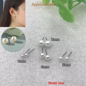 IAPPORTUNIA Bông tai tròn thanh lịch, phụ kiện trang sức, nhiều kích cỡ 4mm 5mm 6mm 8mm 10mm 12mm, thích hợp dự tiệc cưới