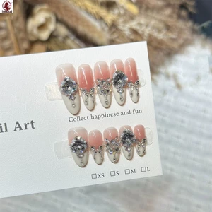 10 Chiếc Trắng Pháp Đầu Bấm Vào Móng Tay Với Zircon Kim Cương Giả Tự Dính Móng Tay Giả Thân Thiện Với Môi Trường Nhựa Full Cover Móng Tay Giả Cho Nữ Đi Lại Hàng Ngày Tiệc Cưới