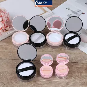 MAKY 7 Phong Cách Rỗng Mỹ Phẩm Sifter Loose Jar Container Puff Box Gương Hộp Đựng VN
