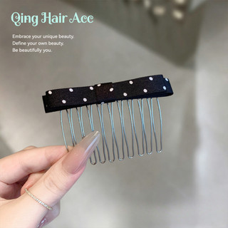 Pháp Đen Trắng Chấm Bi Nơ Lược Chải Tóc Chèn Lược Tidy-up Phụ Kiện Tóc Gãy Mặt Trên Chấm Tóc Kẹp Bên Kẹp Tính Khí Kết Cấu