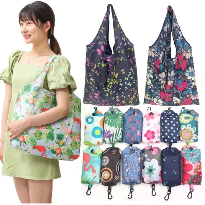 1 / 3 / 5 Túi đựng đồ mua sắm có thể gập lại thân thiện với môi trường / Túi đựng tạp hóa có thể tái sử dụng dung tích lớn