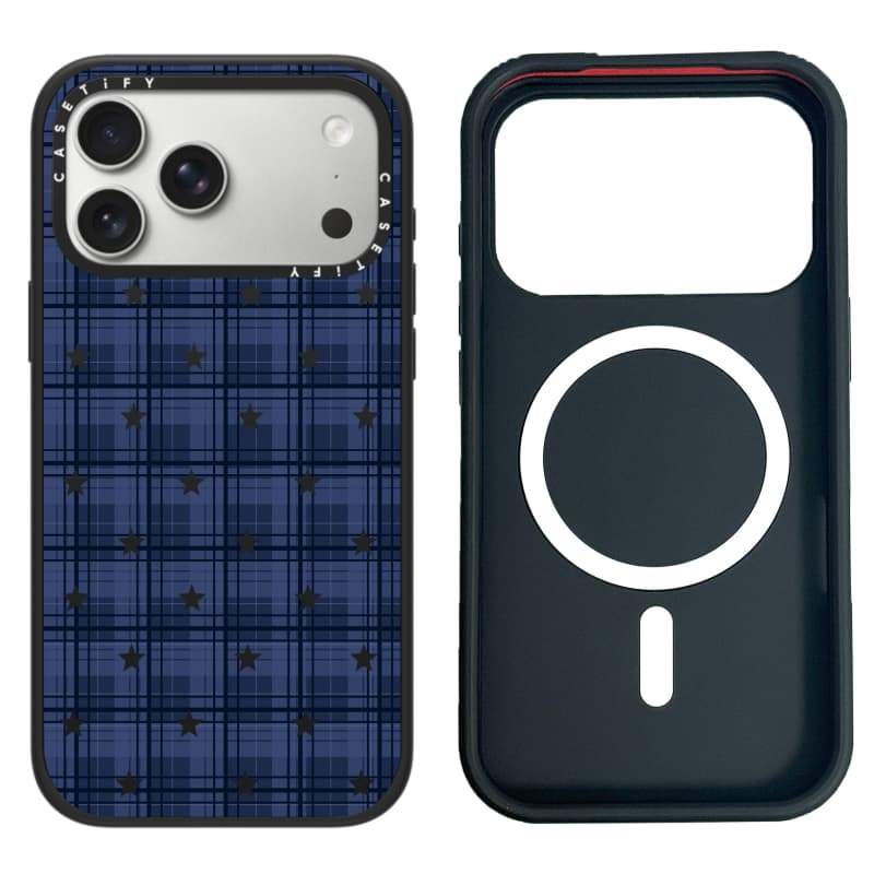 CASECASE X Blue Checker Star Case White Camera Ring Edition Matte Đen Cứng Hút Từ Tính Tác Động Dành Cho Apple IPhone 13 14 15 16 17 Pro Max Air Plus Có Hộp