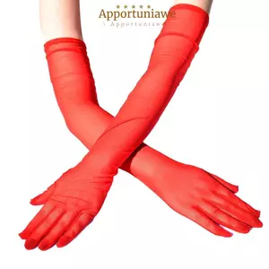 IAPPORTUNIA Găng Tay Dài & Găng Tay, Găng Tay Trong Suốt Liền Mạch Chống Nắng, Lưới Co Giãn Halloween 55cm Găng Tay Mỏng Mùa Hè Nữ
