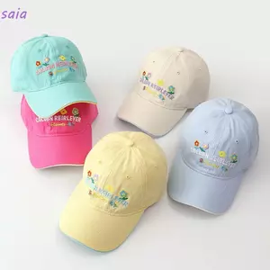 Mũ bóng chày hoa SAIA, Mũ thêu chữ Hip Hop, Mũ chống nắng thời trang có thể điều chỉnh bằng vải Cotton dành cho nữ Cô gái
