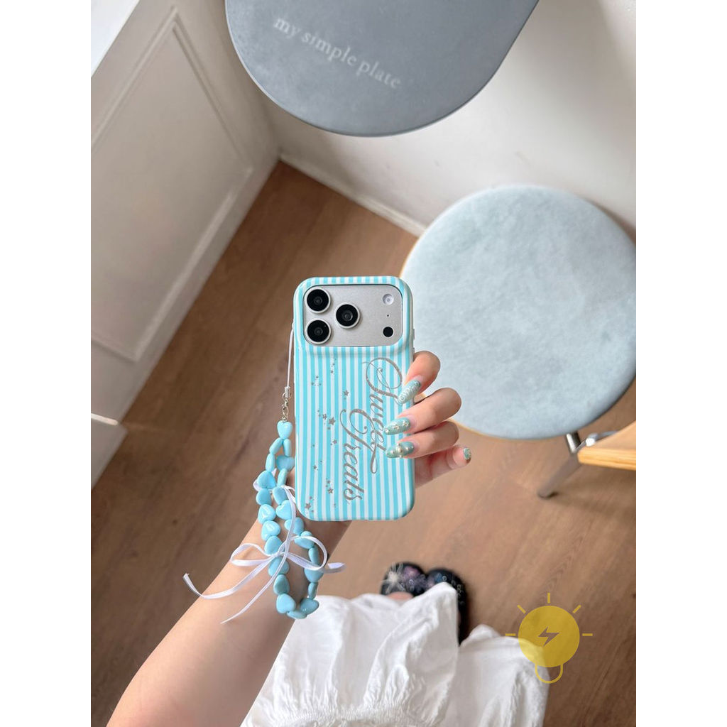Phone Case For iPhone 17 Pro Max 16 15 14 13 TPU Stripe Aesthetic Korean Cute