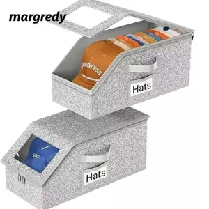 Hộp lưu trữ mũ MARGREDY, có cửa sổ Hộp lưu trữ nắp bóng chày có khóa kéo, Quà tặng Hộp lưu trữ tủ quần áo chống bụi dung tích lớn có thể gập lại