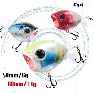CQCJ Propeller Warbler Lure, 6g / 50mm 11g / 60mm Popper Surface Mồi, 2024 Xoay Đuôi Bass Nổi Câu Cá