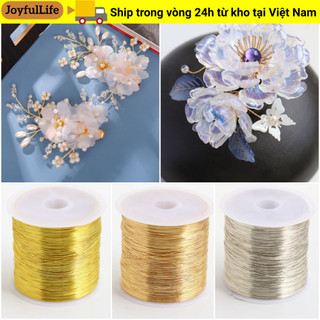 JOYFULLIFE 100m / cuộn Dây đồng hợp kim bảo quản màu, Dây đồng thau mạ vàng 0,3mm 0,4mm, Mũ nón DIY bền bỉ Kẹp tóc cổ điển DIY Handmade Dây đồng thau Làm đồ trang sức