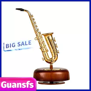 Guansfs RiToEasysports Hộp nhạc kèn Trumpet Mini Nhạc cụ kết hợp quà tặng âm nhạc với đế xoay và giai điệu êm dịu cho Giáng sinh, sinh nhật, ngày lễ tình nhân Các bà mẹ (Saxophone)