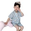 Tất cả bằng Cotton a-like Gạc Nhỏ Ve Áo Bộ Đồ Ngủ Ngắn Tay Trẻ Em Bộ Đồ Ngủ Loungewear Cha Mẹ-