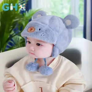 GHX Dễ Thương Mùa Đông Ấm Áp Trẻ Em Bé Gái Bé Trai Mũ Lông Cừu Len Viền Mũ Có Bóng Len Chắc Chắn Mũ Bảo Vệ Tai Mềm Mại Sơ Sinh Bonnet VN