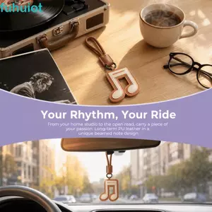 Mặt dây chuyền âm nhạc FUHUIOT, Móc khóa ghi chú âm nhạc Treble sáng tạo, Quà tặng móc khóa bằng da PU có chùm sáng cá nhân