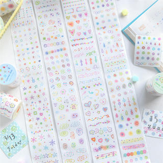 ENWEI 50mm * 2m 1 Cuộn [Dòng tâm trạng đầy màu sắc] Ngôi sao màu chấm bi Candy Swirl Heart Journal Base Trang trí Washi Tape Planner Văn phòng phẩm