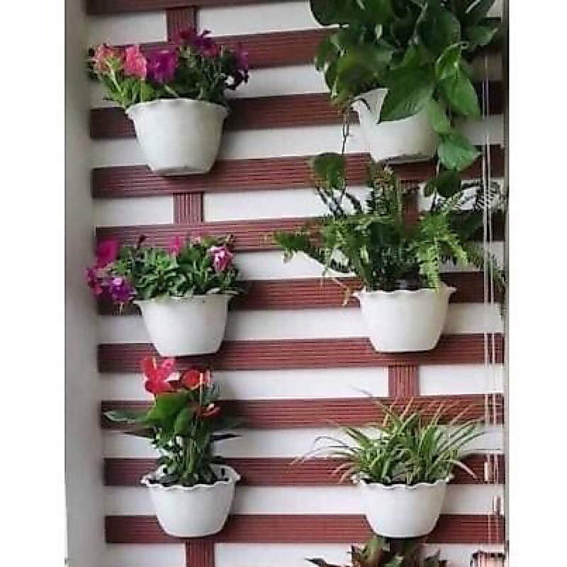 Chậu áp tường bán nguyệt (ốp tim) (25x15x14)cm Chậu ốp tường treo tường có lướt lót dưới đáy chậu