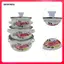3 Miếng Nồi Tay Cầm Đôi Men Nồi Súp Có Nắp Stew Bean Simmer Nồi Chống Dính Nồi Thiết Kế Hoa Retro Độc Đáo Thích Hợp Cho Nồi Cảm Ứng G