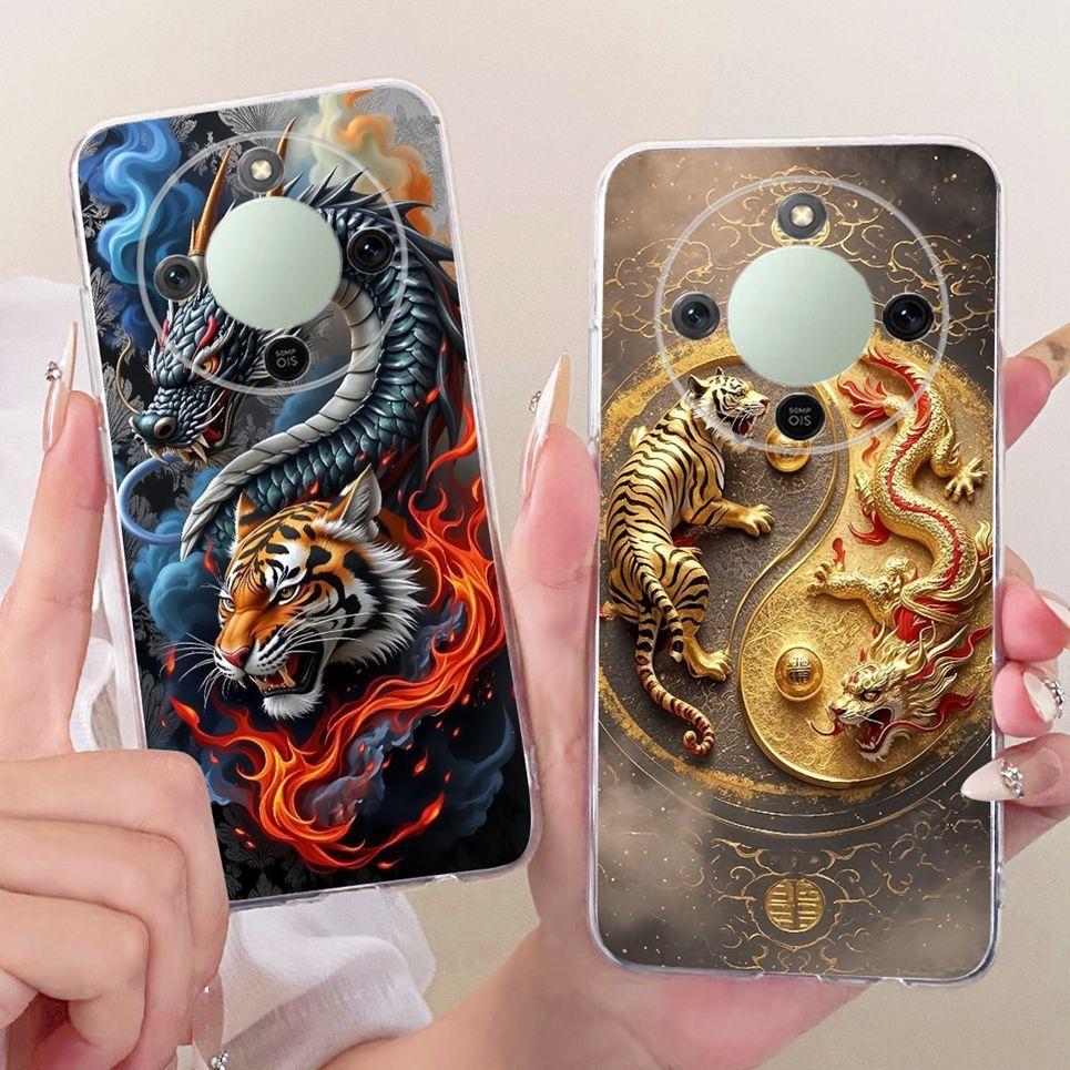 Ốp Điện Thoại May Mắn May Mắn Cho Honor X9d 5G x70 Magic8 Lite Ốp Lưng Hoạt Hình Rồng Và Hổ Mát Ốp Lưng Silicon Mờ Mềm