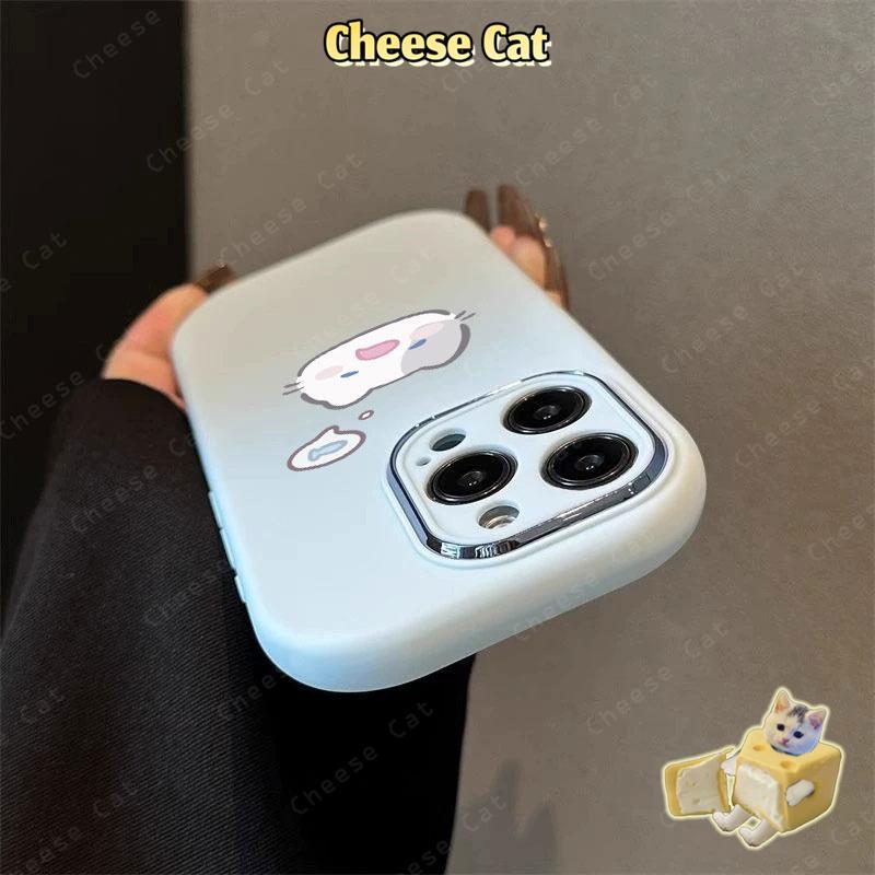 Ốp Điện Thoại Mèo Tham Lam Dễ Thương Có Dây Buộc Cho iPhone 15 14 13 12 11 16 17 Pro Max Xs Max XR 7 8 Plus